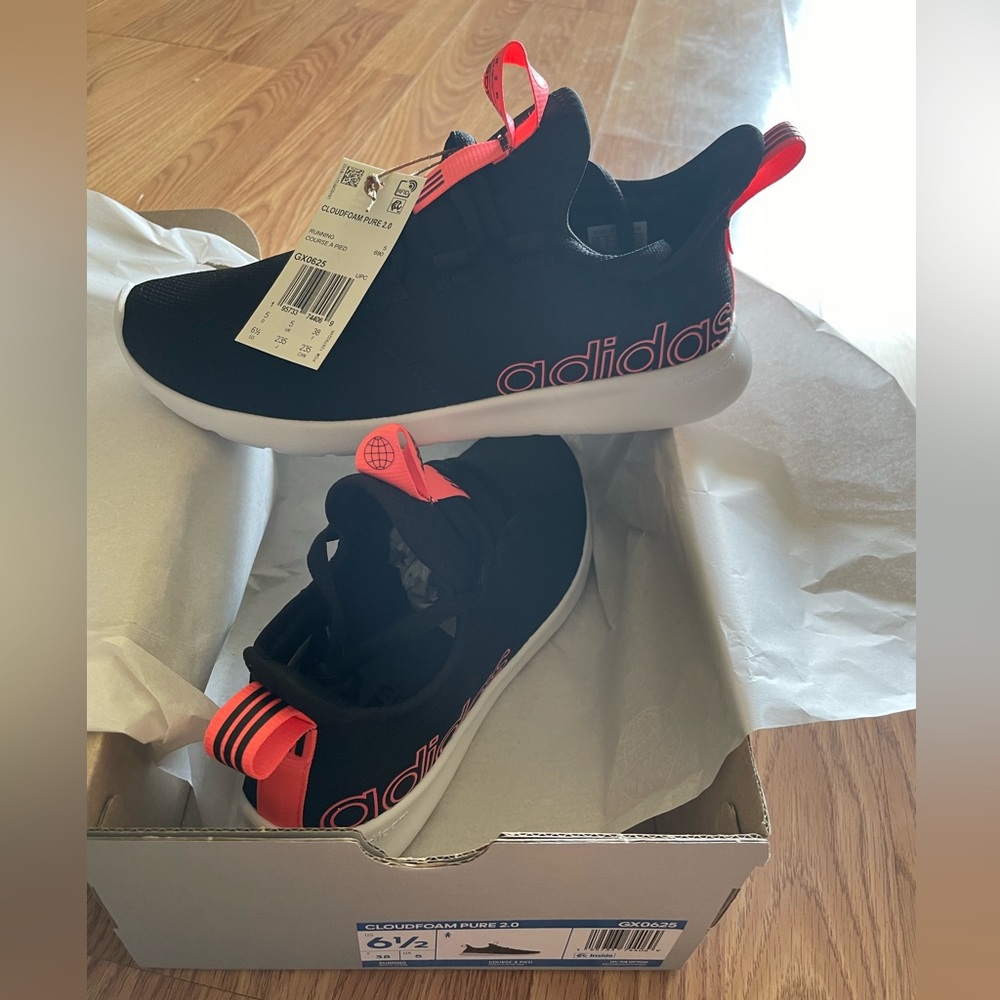 NIB Adidas Cloudfoam Pure 2.0 womens black size 6.5
